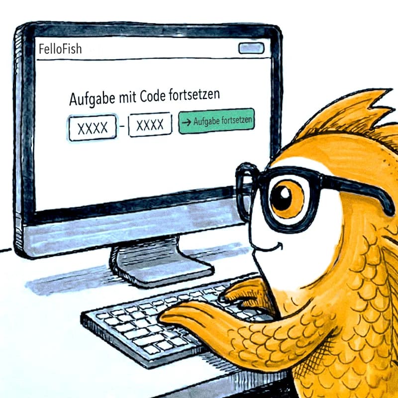 Fello gibt den Fortsetzungscode auf der FelloFish-Seite ein.