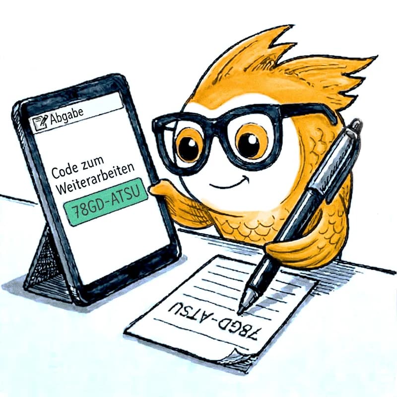 Fello notiert den Fortsetzungscode einer Aufgabe.