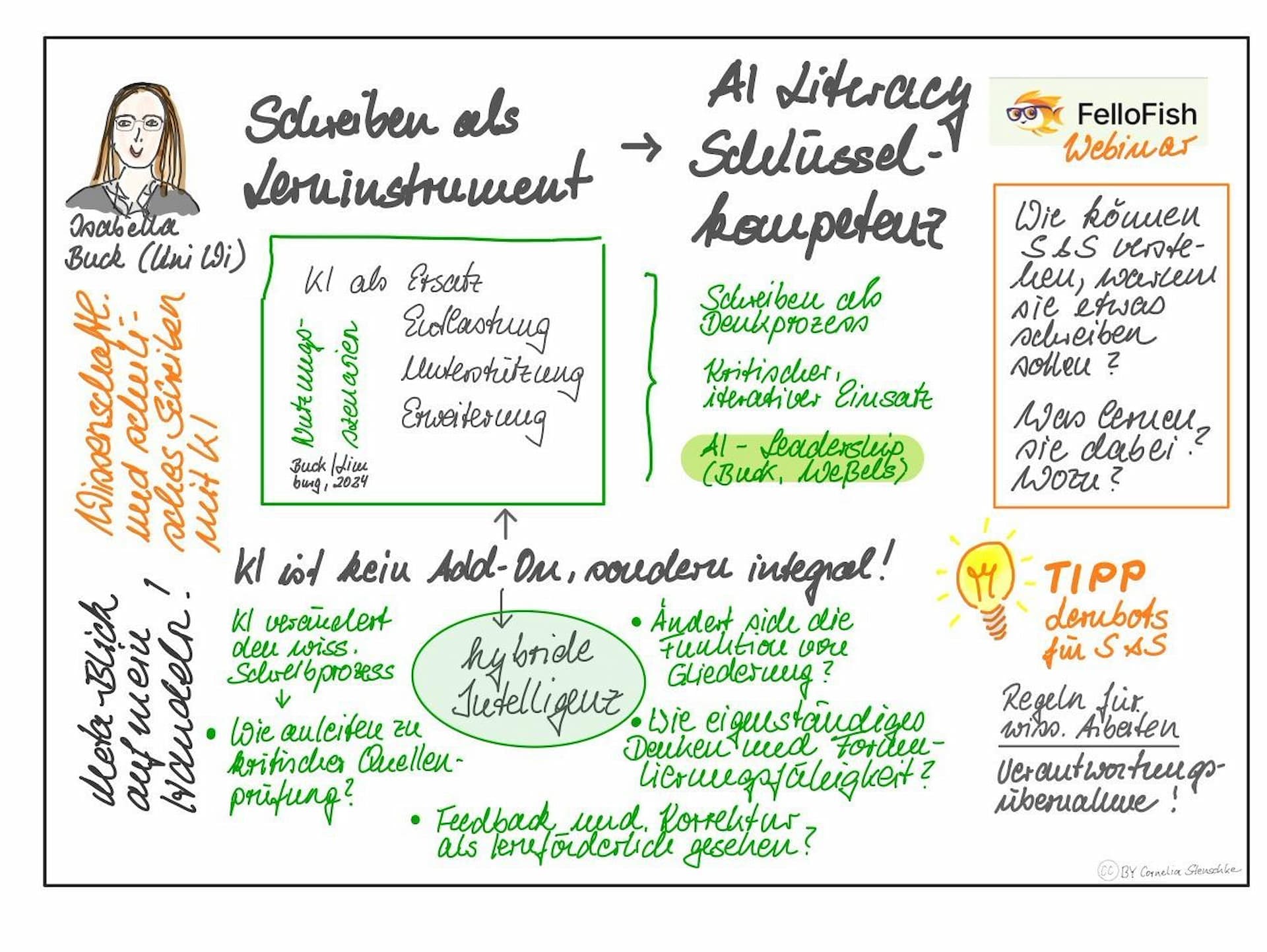 Abbildung 3: Graphic Recording des Video-Impulses im FelloFish Forum. Mit freundlicher Genehmigung von Cornelia Stenschke. 