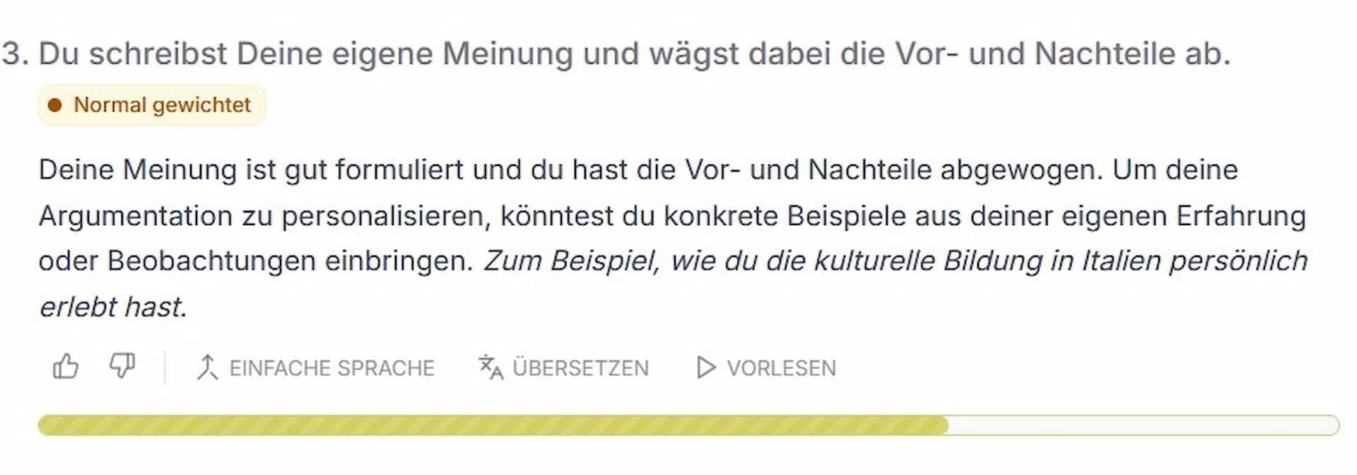 Abbildung 12: Inhaltliches Feedback mit FelloFish