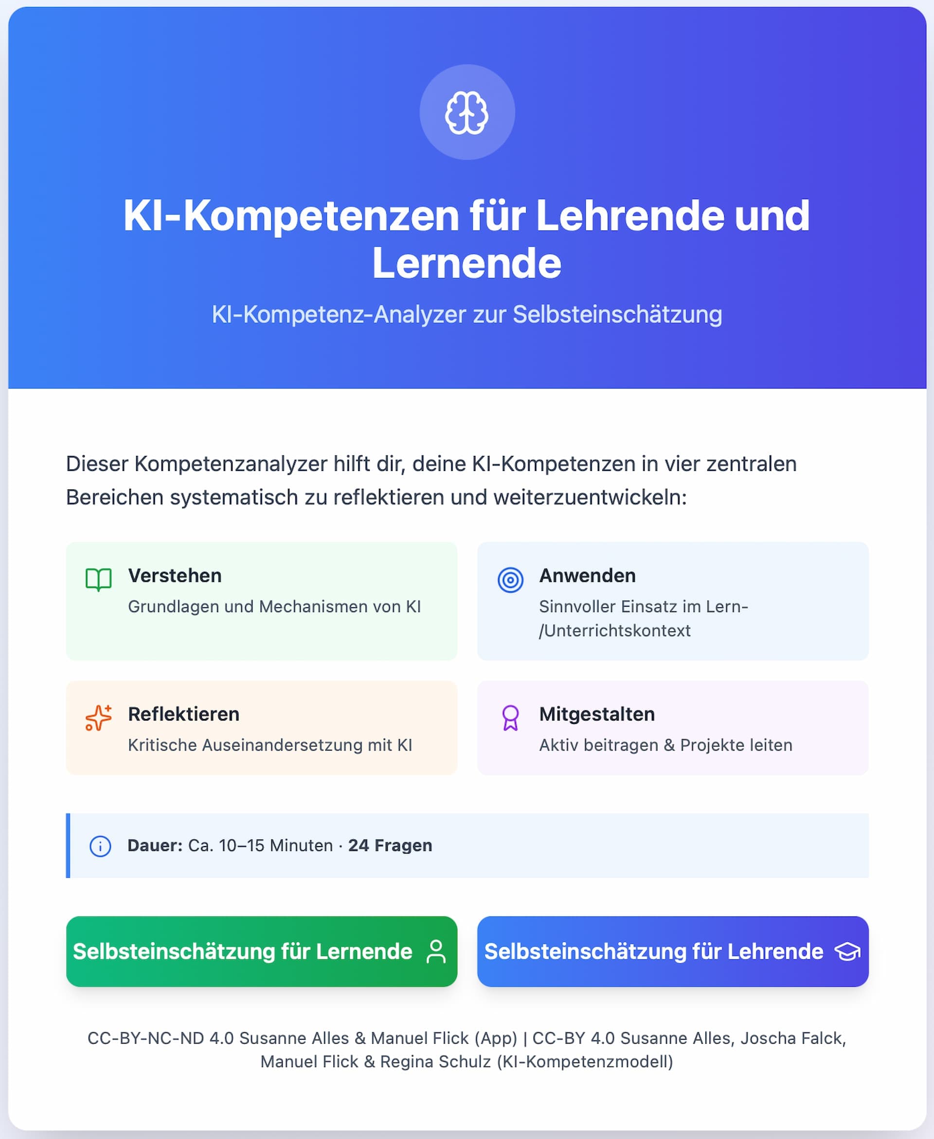 Abbildung 1: KI-Kompetenz-Analyzer zur Selbsteinschätzung